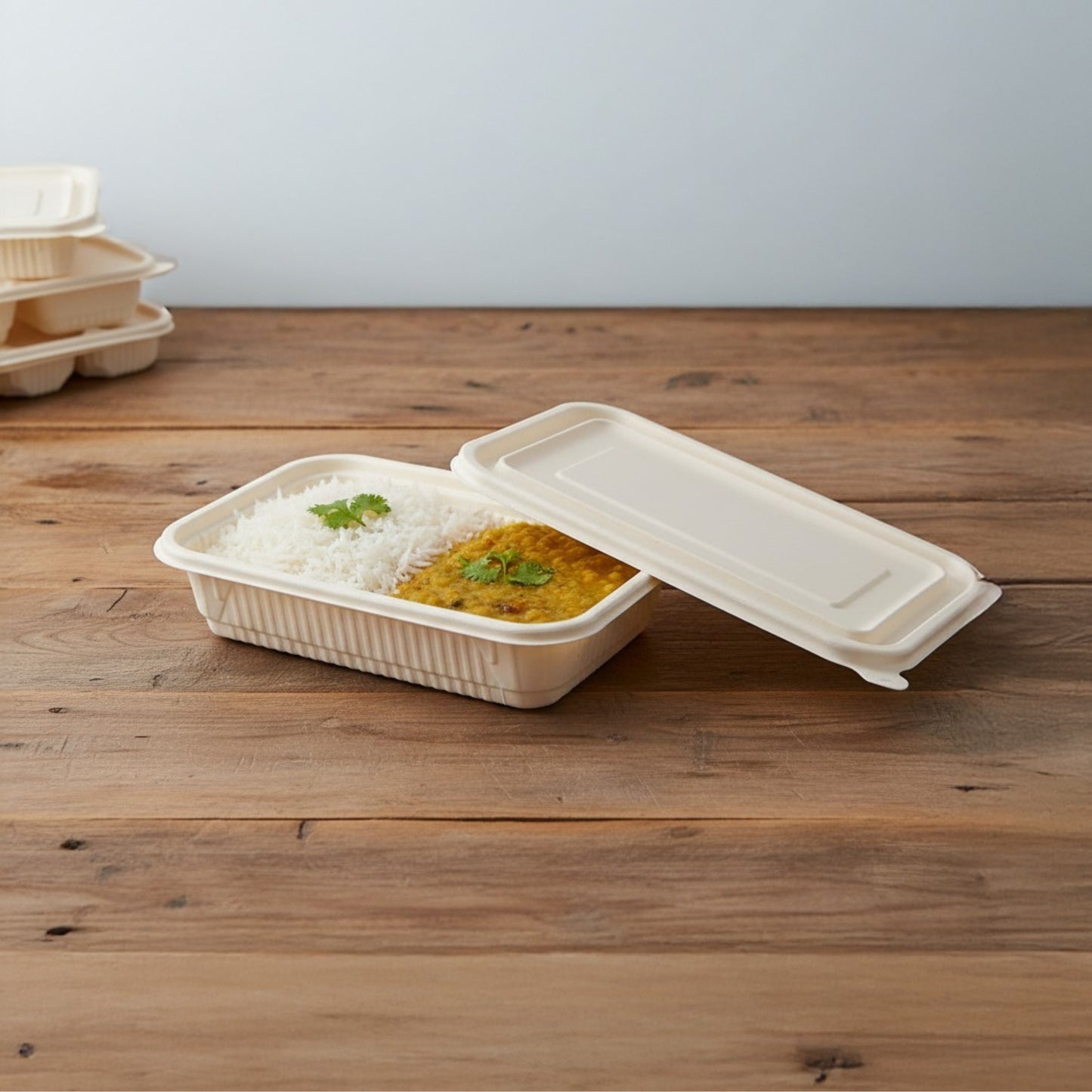 DB 750ml Cornstarch Lunch Container (WL)