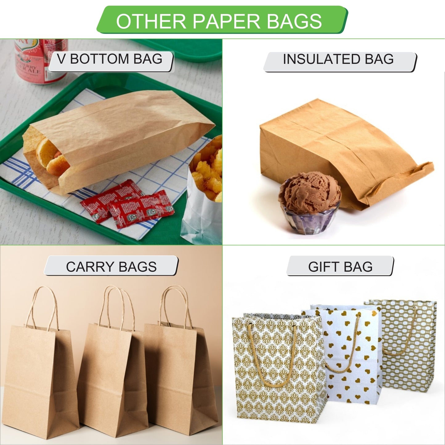 7x5x12" White SOS Bleached Kraft Bag – 70 GSM, 26 BF