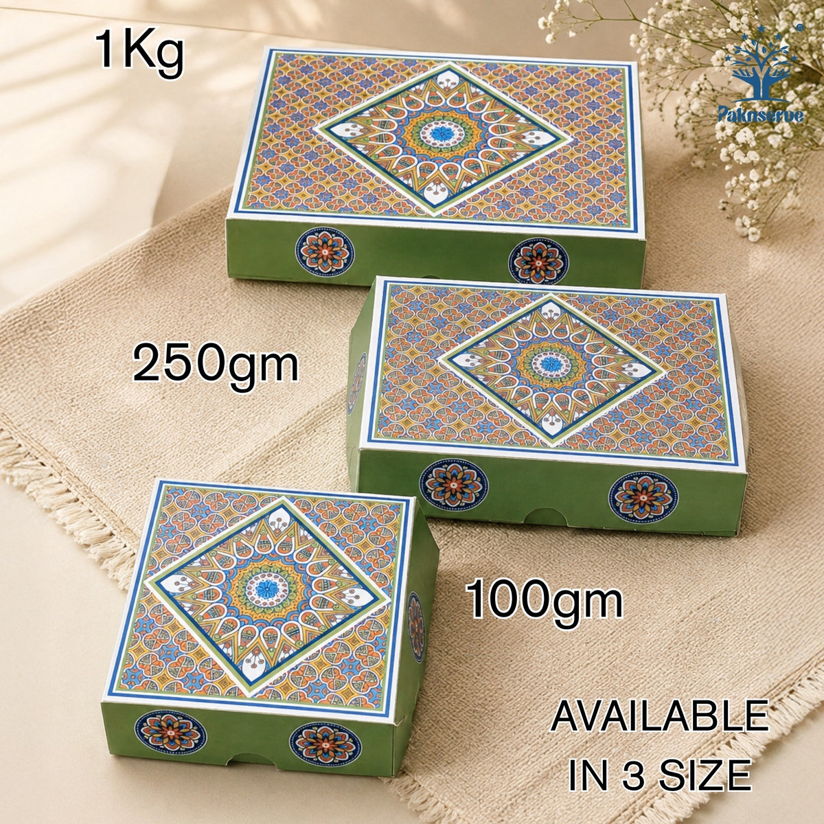 100 g Green Printed Mithai Box Paper – Paknserve