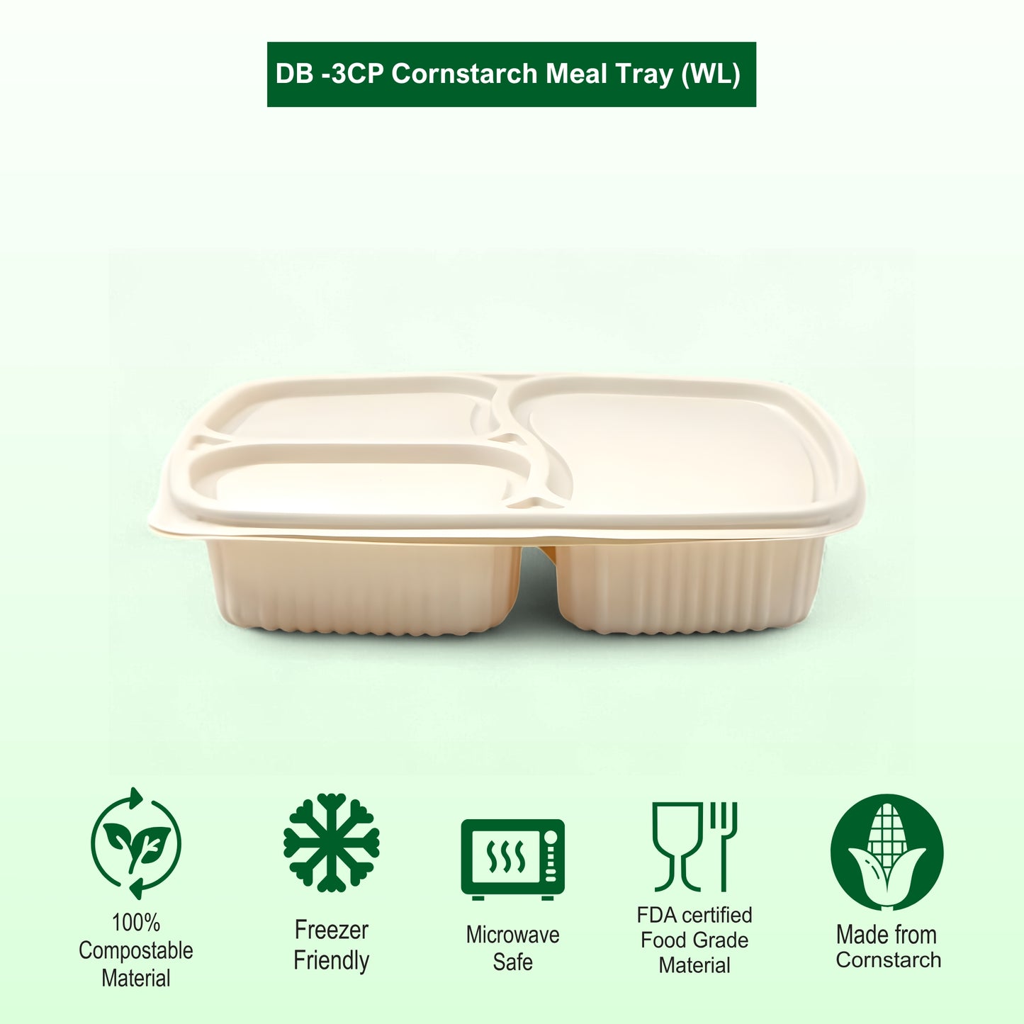 DB 3CP Cornstarch Meal Tray (WL)