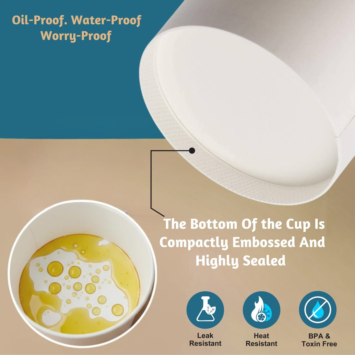 350 ML White Round Paper Container
