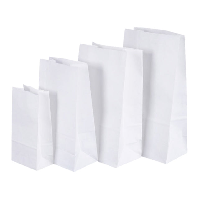 6x4x12" White SOS Bleached Kraft Bag – 70 GSM, 26 BF