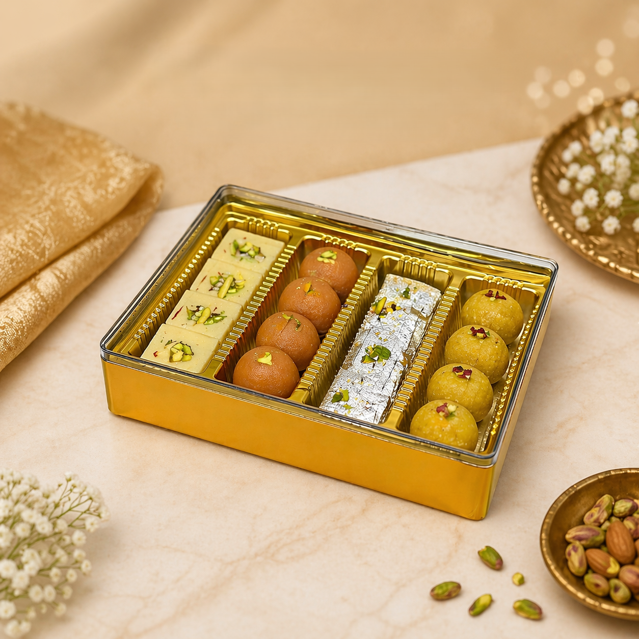 Sweet Box Rectangular 4 Cavity Long (200x150x40mm)