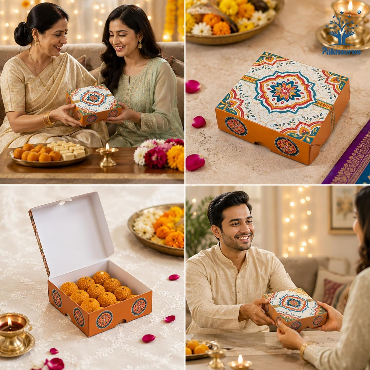 250 g Orange Printed Mithai Box Paper – Paknserve