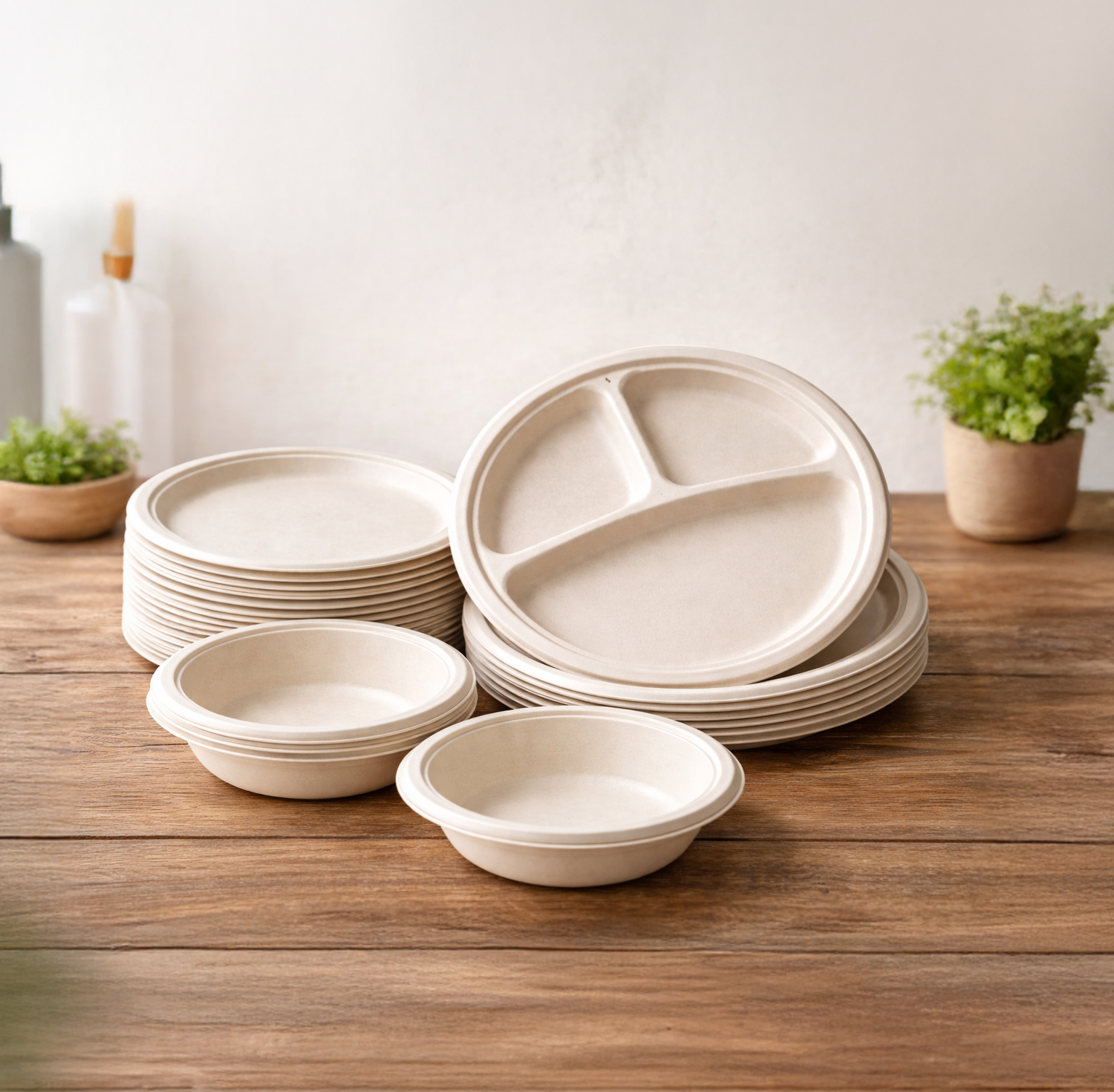 Bagasse plates and bowls