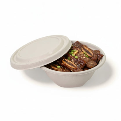 Bumboo 750ml Bagasse Round Bowl with lid