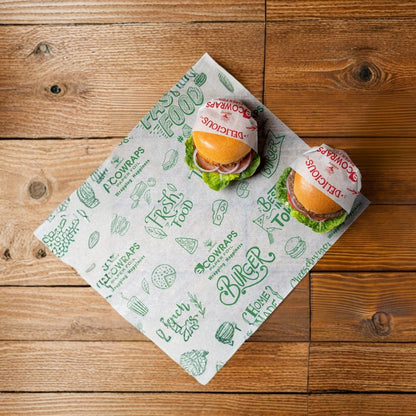 Ecowrap Printed Cut Sheet 12 X 12 inch inch Green color (250 Sheets) Butter Paper