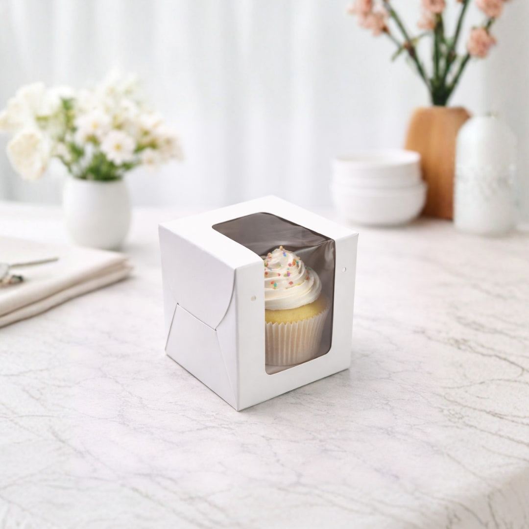 ITC 3x3x4 Inch Window 1 Cupcake Box with Insert