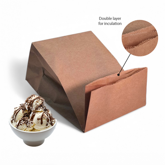 6×4×12" PacknServe Insulated Paper Bag Brown color – 110 GSM (Cold Chain Packaging)