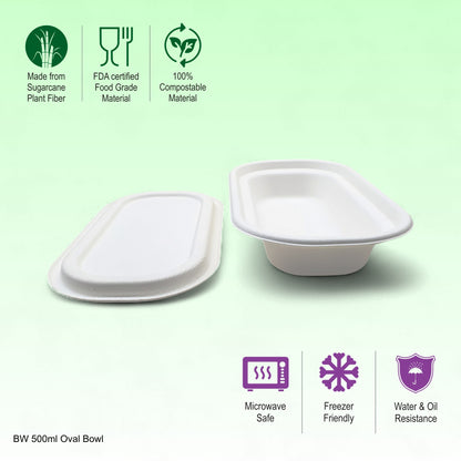 BW 500ml Oval Bowl With Lid