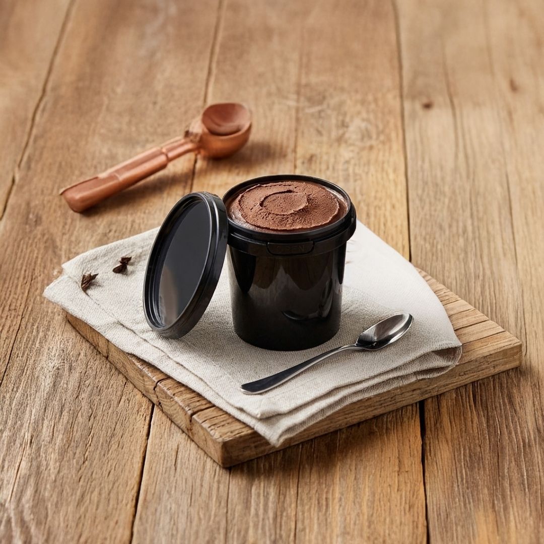 Black Tamperproof Ice Cream Tub with Lid (125ml)
