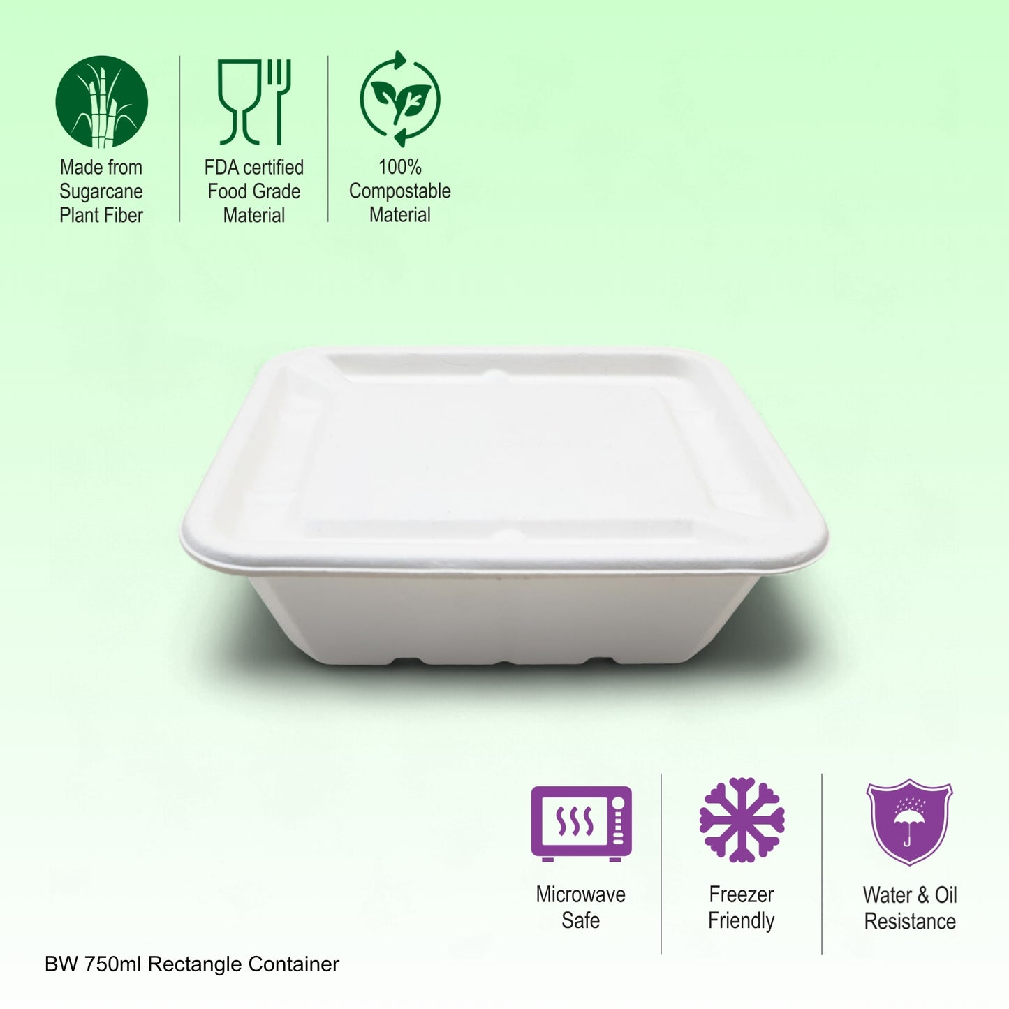 BW 750ml Rectangle Container With Lid
