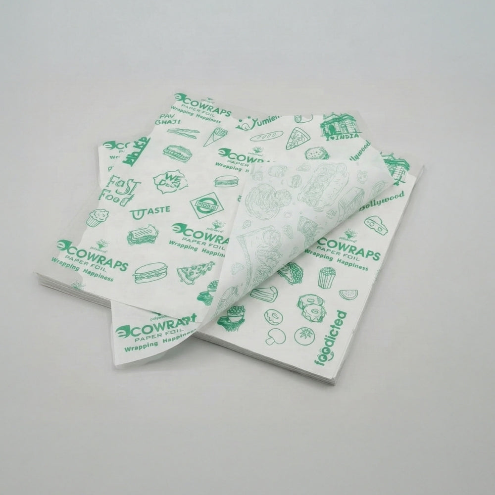 Ecowrap Printed Cut Sheet 12 X 12 inch inch Green color (250 Sheets) Butter Paper