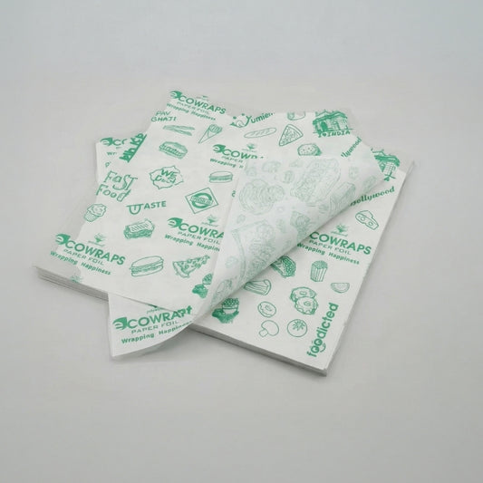 Ecowrap Printed Cut Sheet 12 X 12 inch inch Green color (250 Sheets) Butter Paper