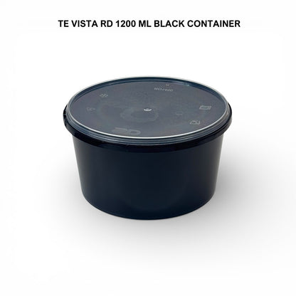 1200ml Black Tamper Proof Flat Round Container with Lid