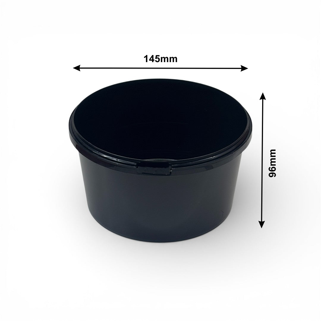1200ml Black Tamper Proof Flat Round Container with Lid