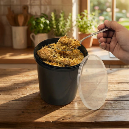 1000ml Black Tamper Proof Round Container with Lid