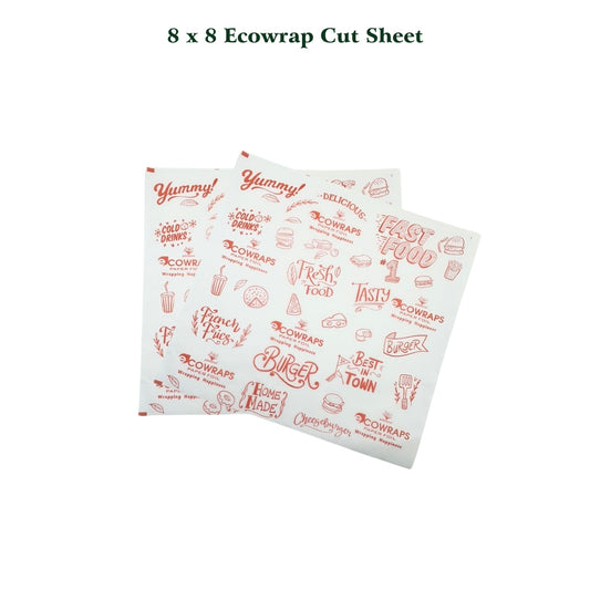 Ecowrap Printed Cut Sheet 8 x 8 inch Red color (250 Sheets) Butter Paper