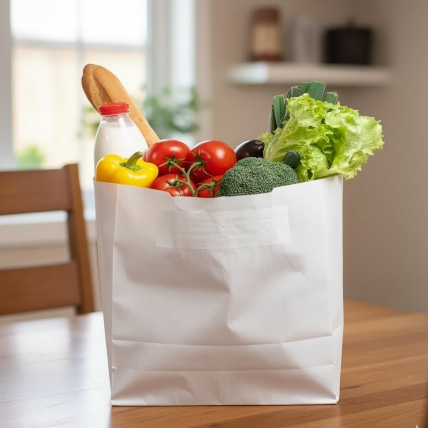 7x5x12" White SOS Bleached Kraft Bag – 70 GSM, 26 BF