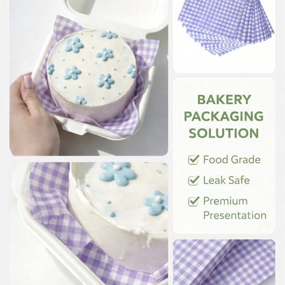Bento Cake Liner (Purple Gingham)