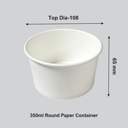 350 ML White Round Paper Container