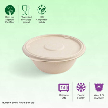 Bumboo Anti-Leak 500ml Round Bowl with Lid