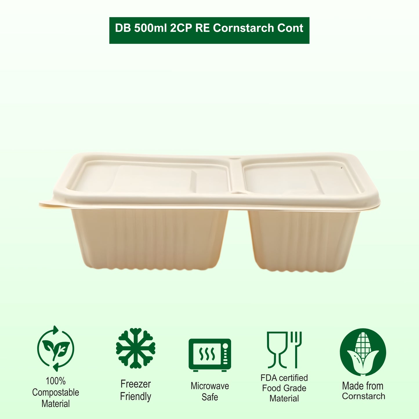 DB 500ml 2CP Cornstarch Container (WL)