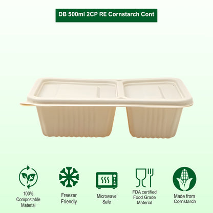 DB 500ml 2CP Cornstarch Container (WL)