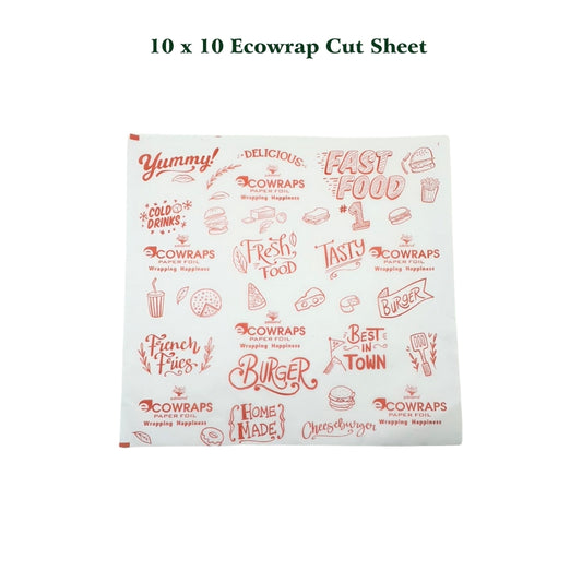 Ecowrap Printed Cut Sheet 10 x 10 inch Red color (250 Sheets) Butter Paper