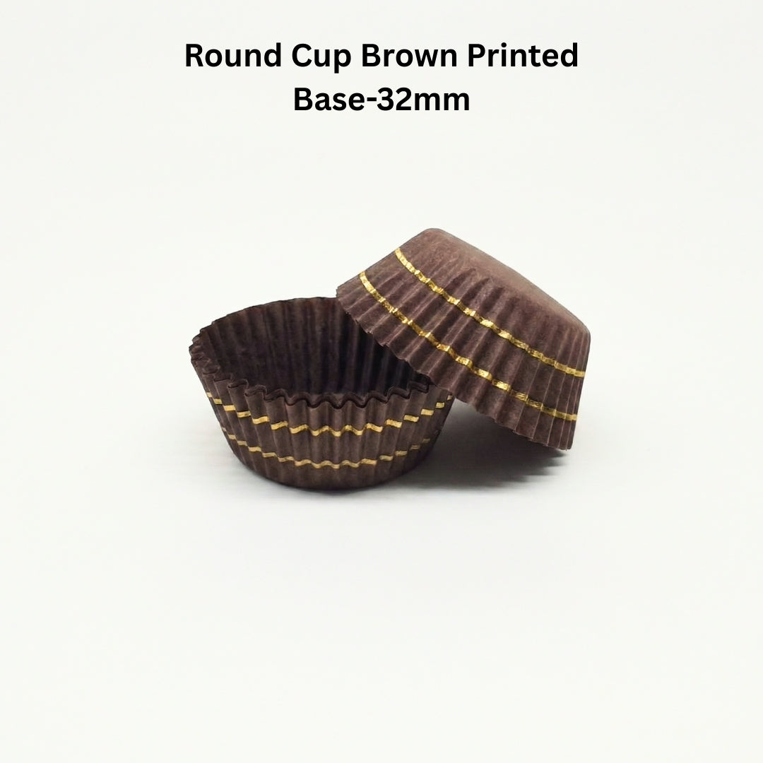 Round Cup Brown & Brown Printed 32mm