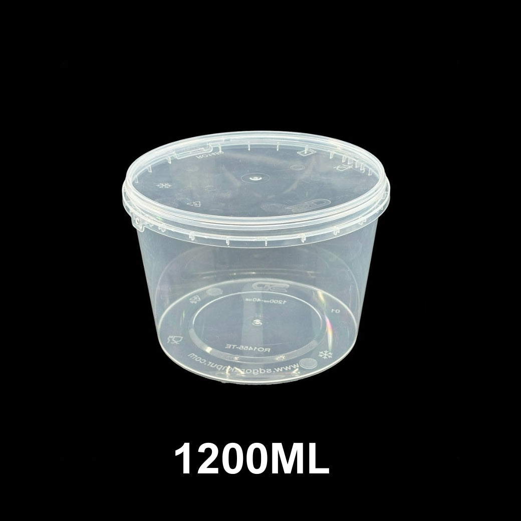 1200ml Tamper Proof Flat Round Container with Lid