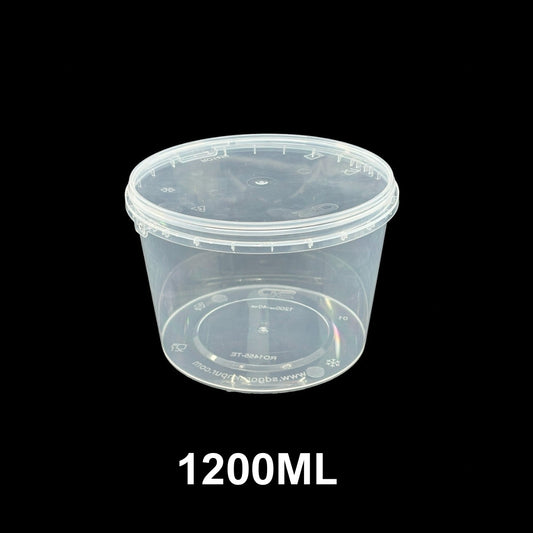 1200ml Tamper Proof Flat Round Container with Lid