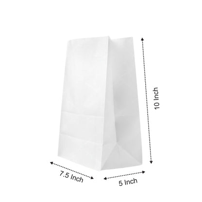 7.5x5x10" White SOS Bleached Kraft Bag – 70 GSM, 26 BF