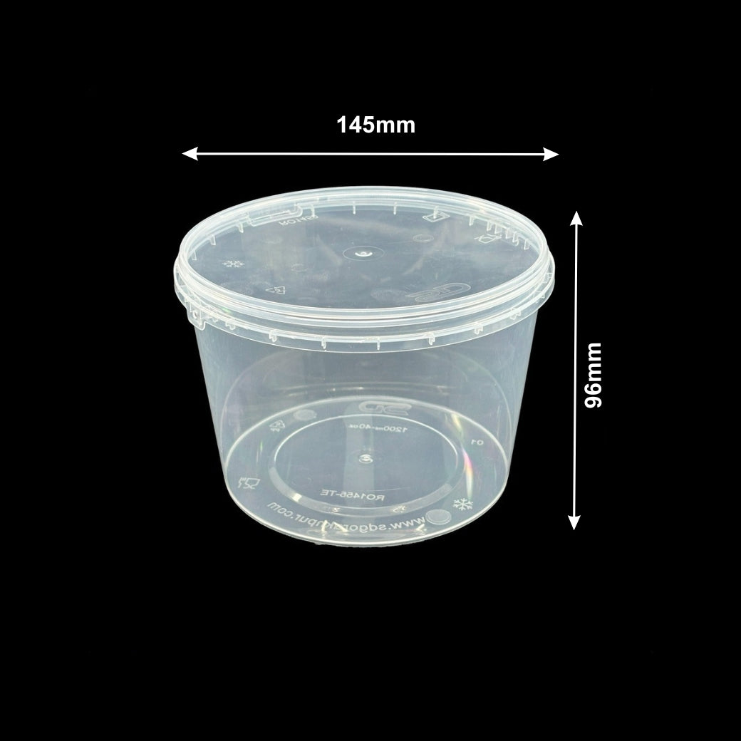 1200ml Tamper Proof Flat Round Container with Lid