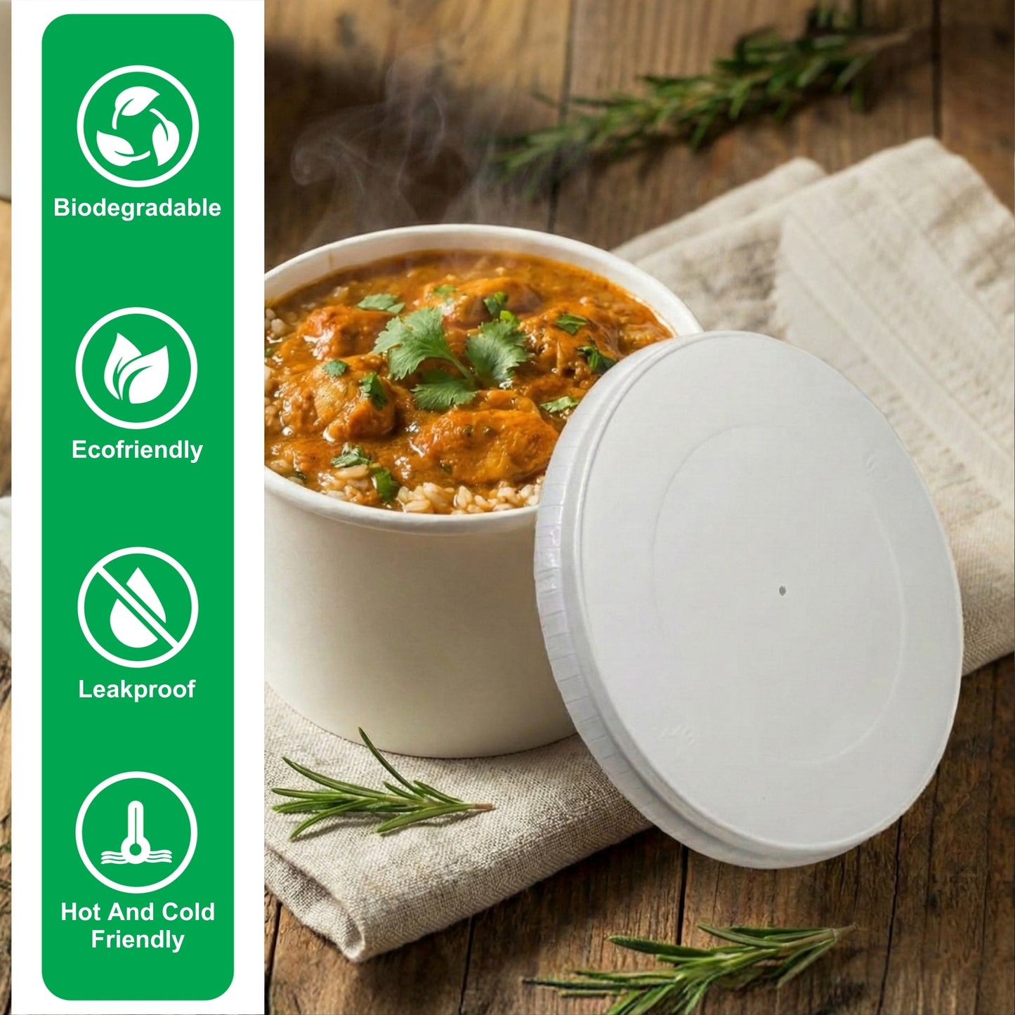 350 ML White Round Paper Container