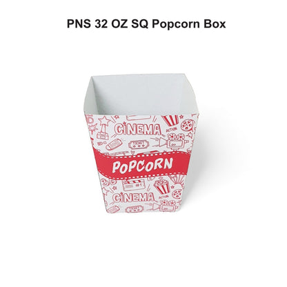 PNS 32 OZ Square Popcorn Box Printed (Red Color)
