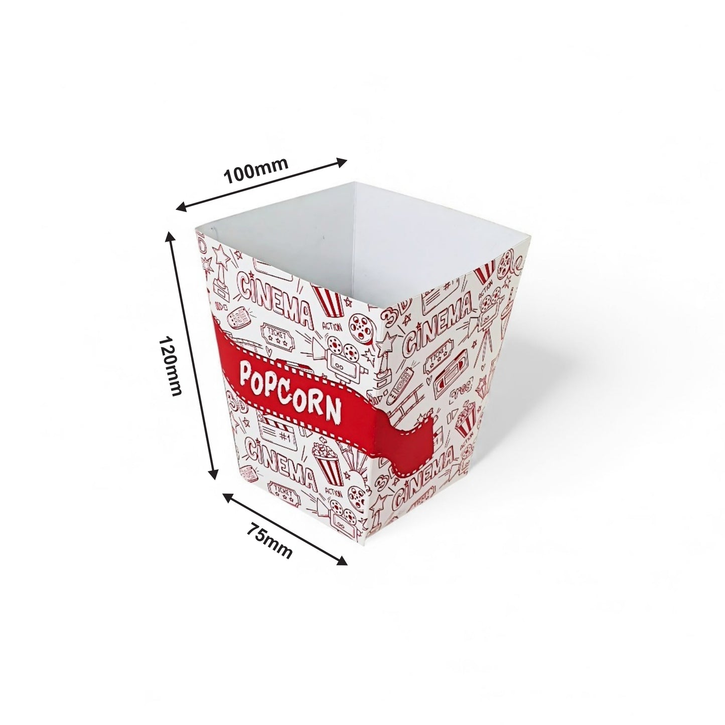 PNS 32 OZ Square Popcorn Box Printed (Red Color)