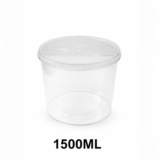 1500 ml Tamper Proof Flat Round Container with Lid