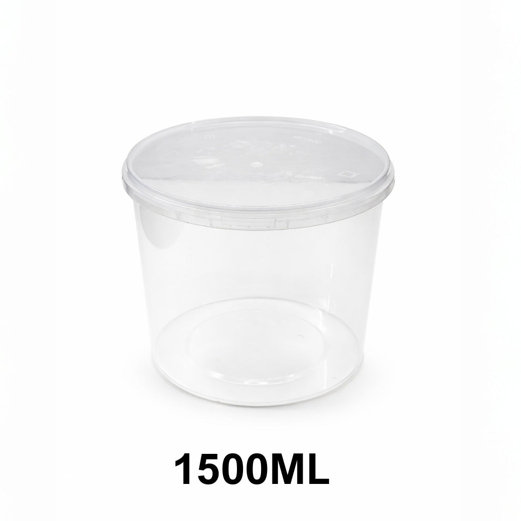 1500 ml Tamper Proof Flat Round Container with Lid