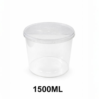 1500 ml Tamper Proof Flat Round Container with Lid