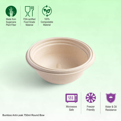 Bumboo Anti-Leak 750ml Round Bowl With Lid