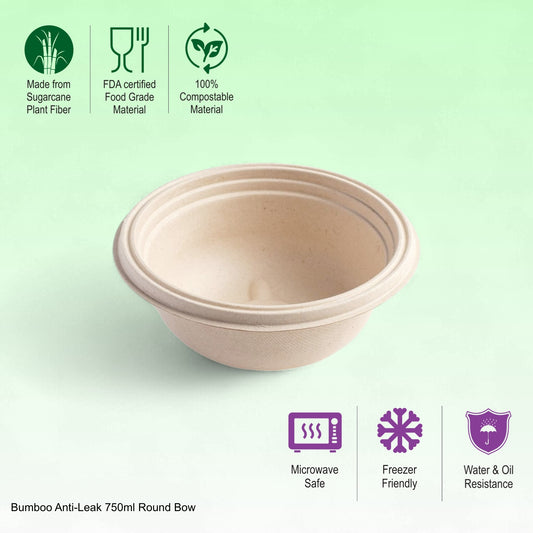 Bumboo Anti-Leak 750ml Round Bowl With Lid
