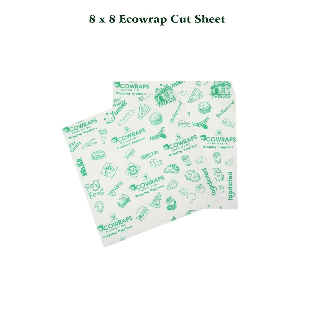 Ecowrap Printed Cut Sheet 8 x 8 inch Green color (250 Sheets)