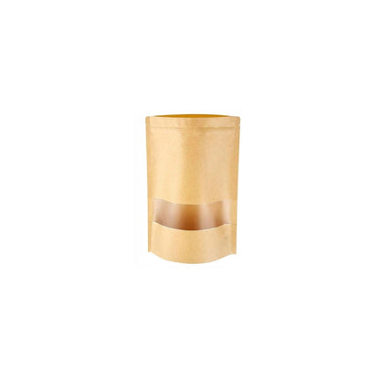 Stand Up Zipper Brown Kraft Paper Pouch with Window – 3 x 5