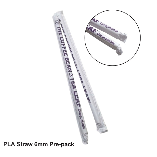 Compostable PLA Straw 6mm Pre-pack