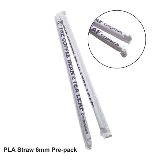 Compostable PLA Straw 6mm Pre-pack
