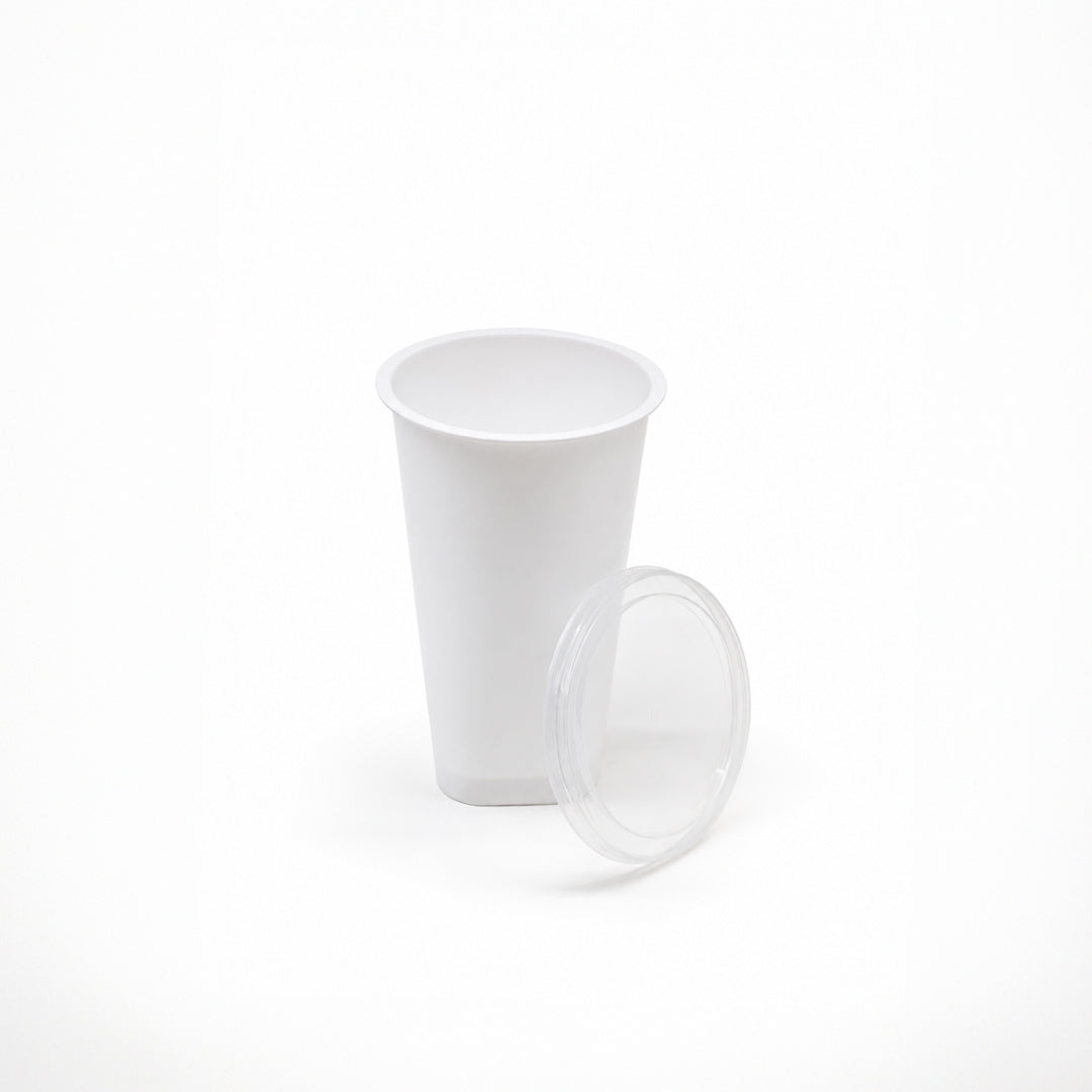 200ml SQ Lassi White PP Cup with Transparent Lid
