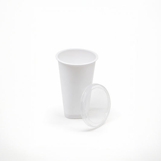 200ml SQ Lassi White PP Cup with Transparent Lid