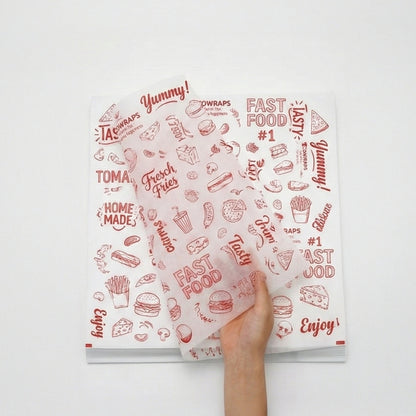 Ecowrap Printed Cut Sheet 12 X 12 inch Red color (250 Sheets) Butter Paper