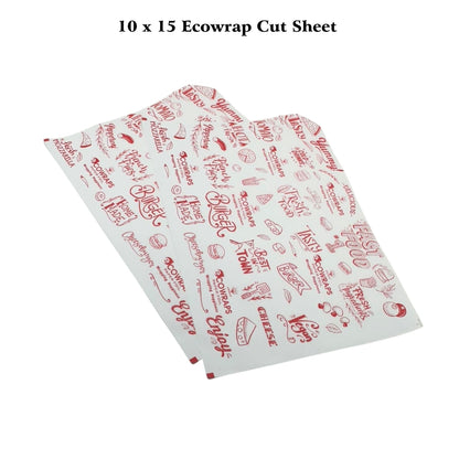 Ecowrap Printed Cut Sheet 10 x 15 inch Red color (250 Sheets) Butter Paper